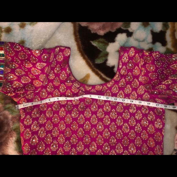 Magenta & orange salwar suit - Picture 4 of 7